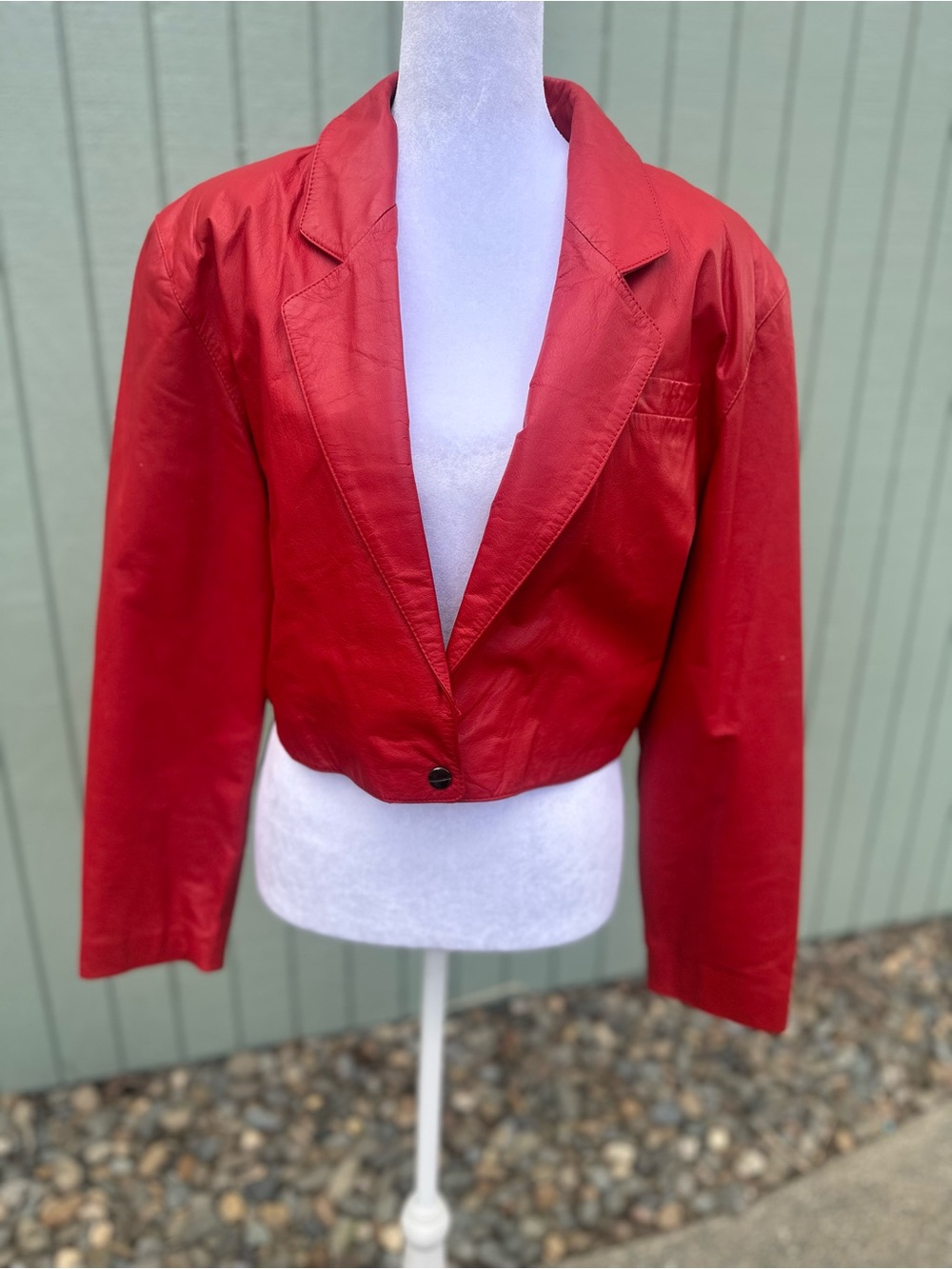 Cropped Red Leather Jacket